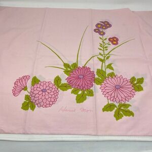Hanae Mori Vintage Pink Floral Chrysanthemum Standard Pillowcase Japanese Design